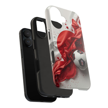 Red Satin Japan Flag Soccer Ball Design Phone Protective Case
