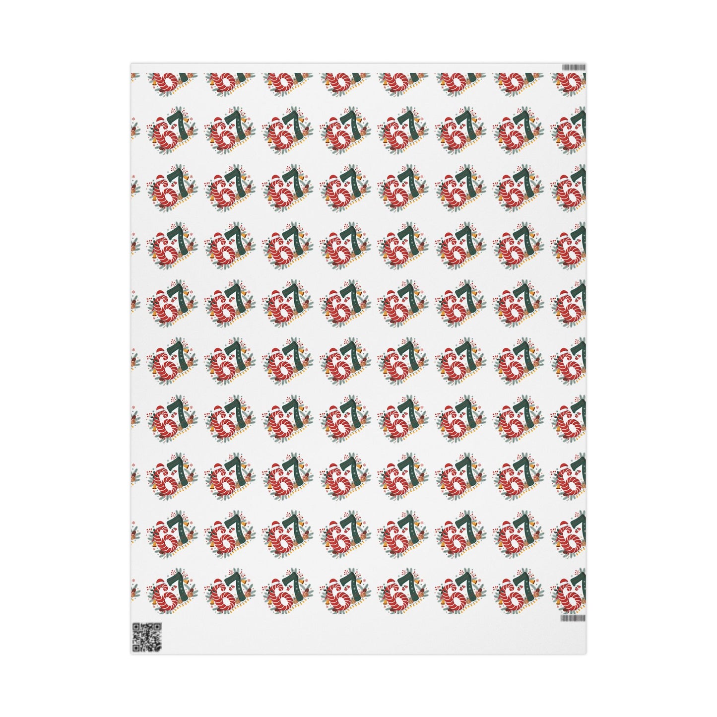 Patterned paper with red and green design on a white background