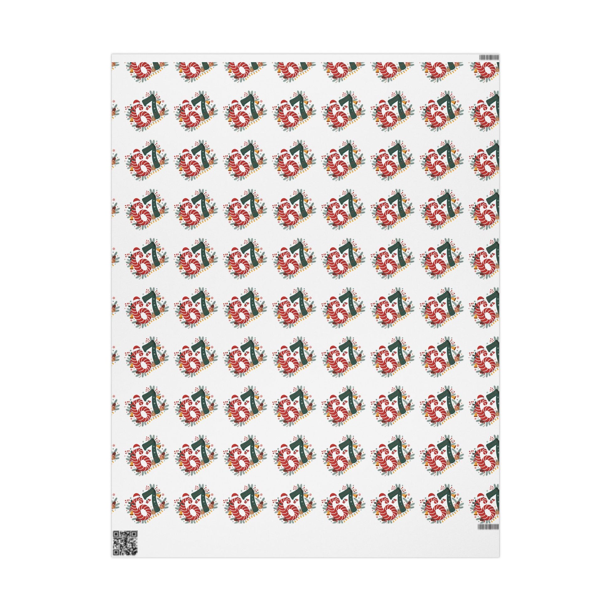 Patterned paper with red and green design on a white background