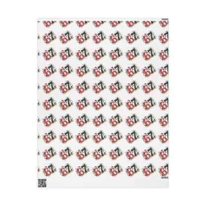 Patterned paper with red and green design on a white background