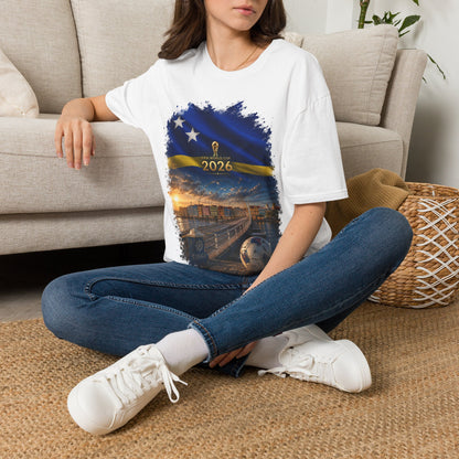 Curaçao Football Flag Handelskade T‑Shirt Cinematic Caribbean Soccer Tee