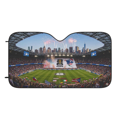 Stadium Crowd Car Sun Shade — Soccer World Cup Fireworks Windshield Cover