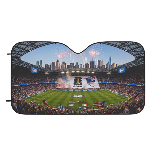 Stadium Crowd Car Sun Shade — Soccer World Cup Fireworks Windshield Cover