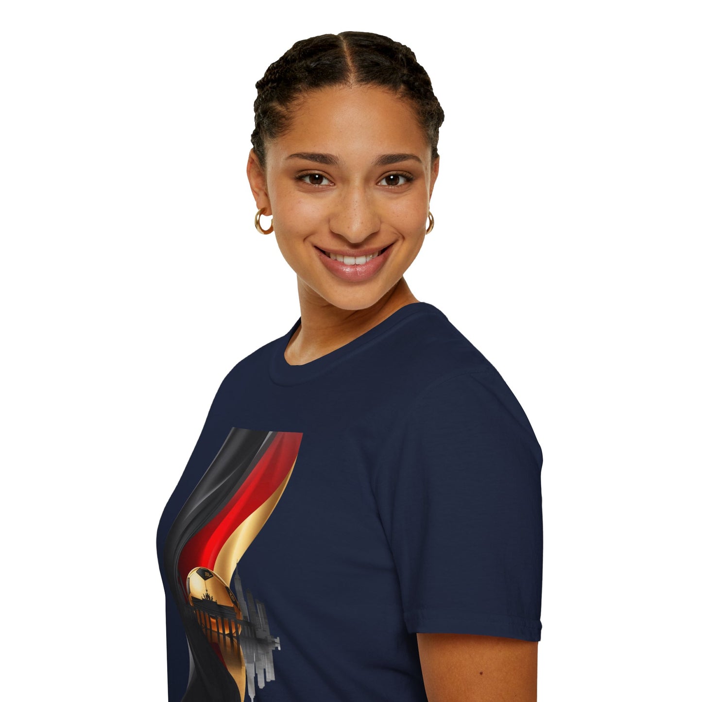 Germany Flag Brandenburg Gate T-Shirt Luxury Gold Die Mannschaft Soccer Tee
