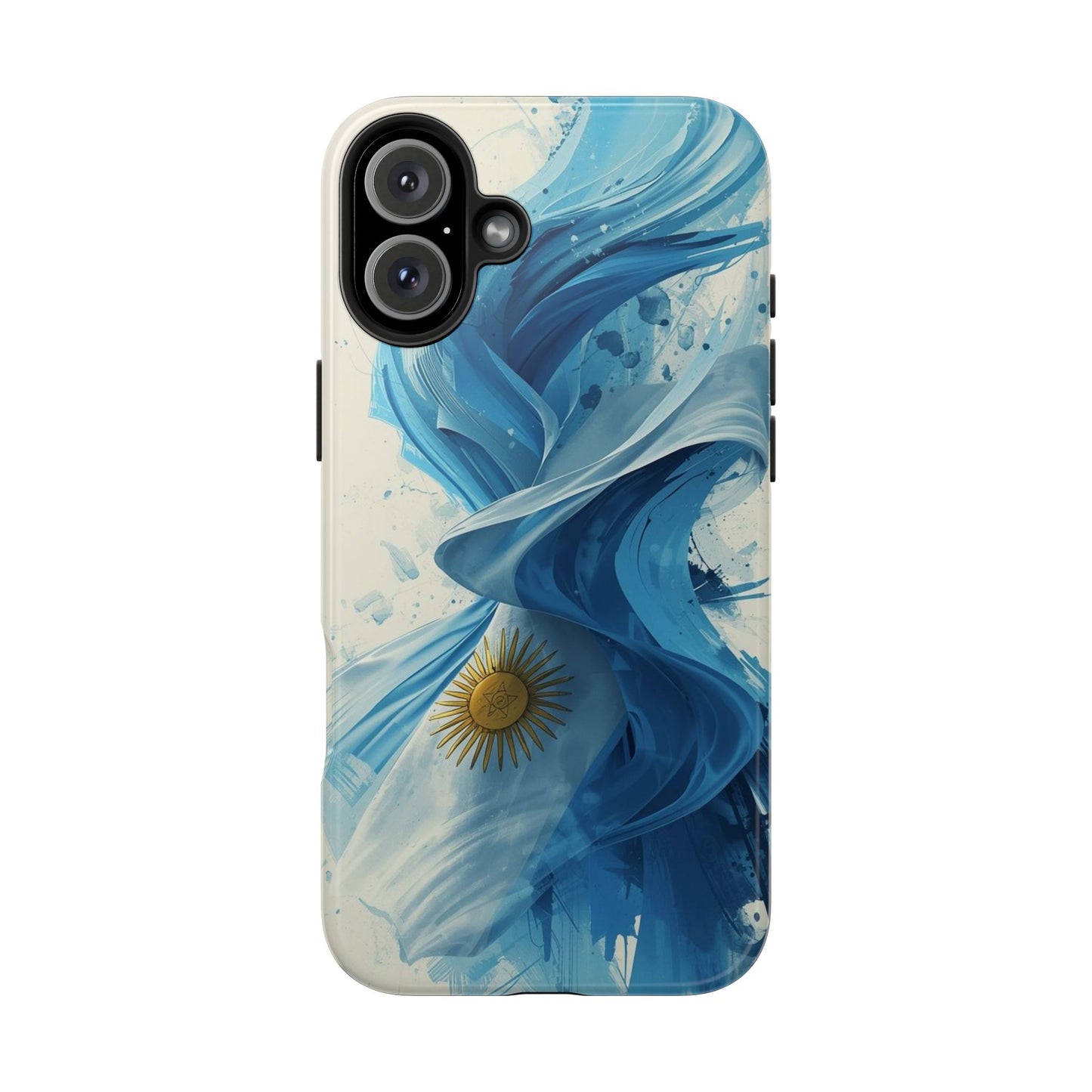 Argentinian Flag Watercolor Tough Phone Case - Blue Ribbon & Sun Protective Cover