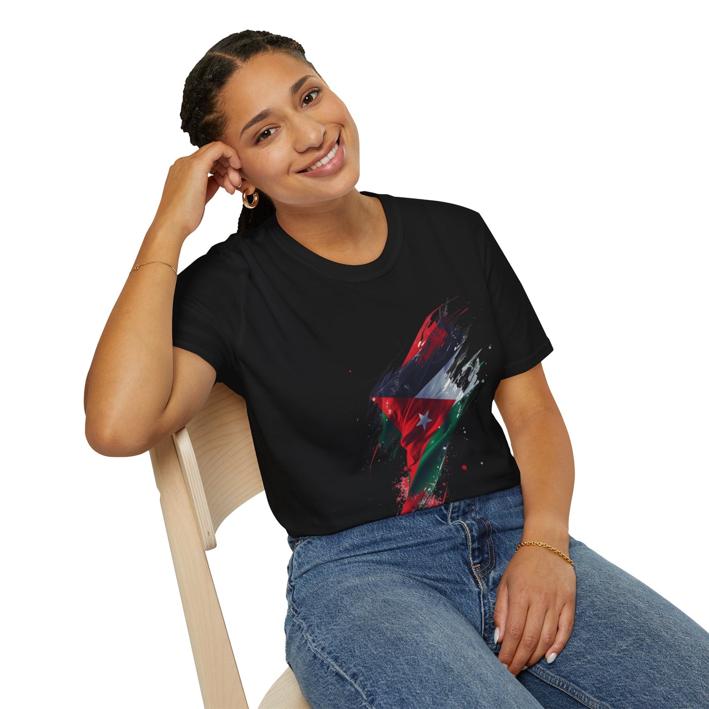 Jordan Flag Soccer T‑Shirt – Stylized Brushstroke Football Design Tee