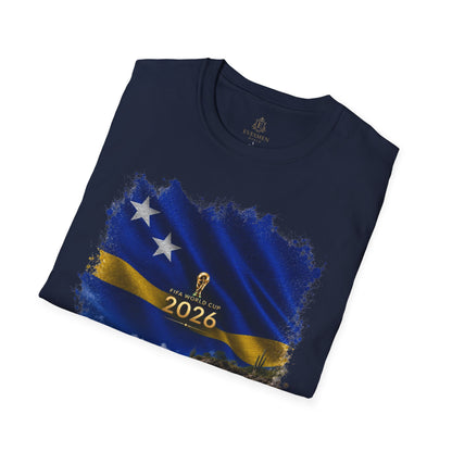 Curaçao Football Flag Beach Graphic T-Shirt Cinematic Caribbean Soccer Tee