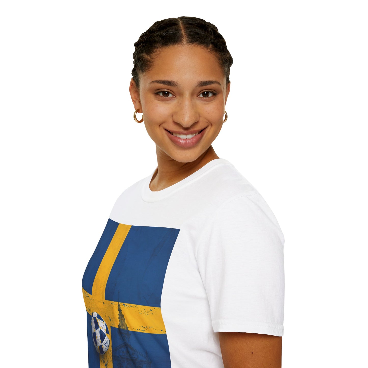 Sweden Flag Soccer T-Shirt — Distressed Swedish Flag Football Tee