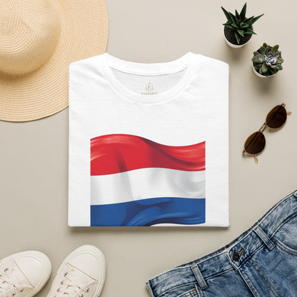 Netherlands Waving Flag Soccer Tee Clean Minimalist Oranje Football Fan T-Shirt