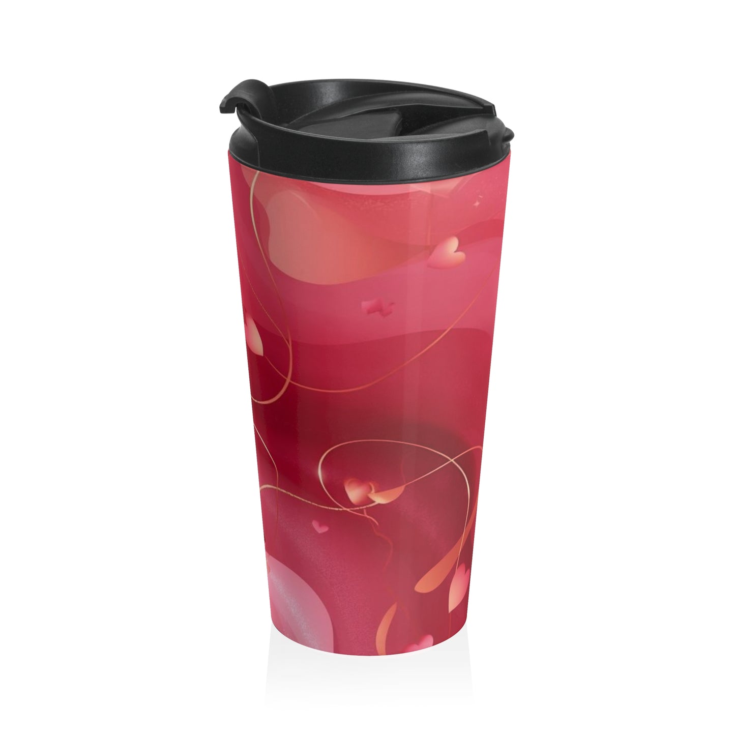 Valentine Heart Stainless Steel Travel Mug — Pink Romantic Insulated Tumbler
