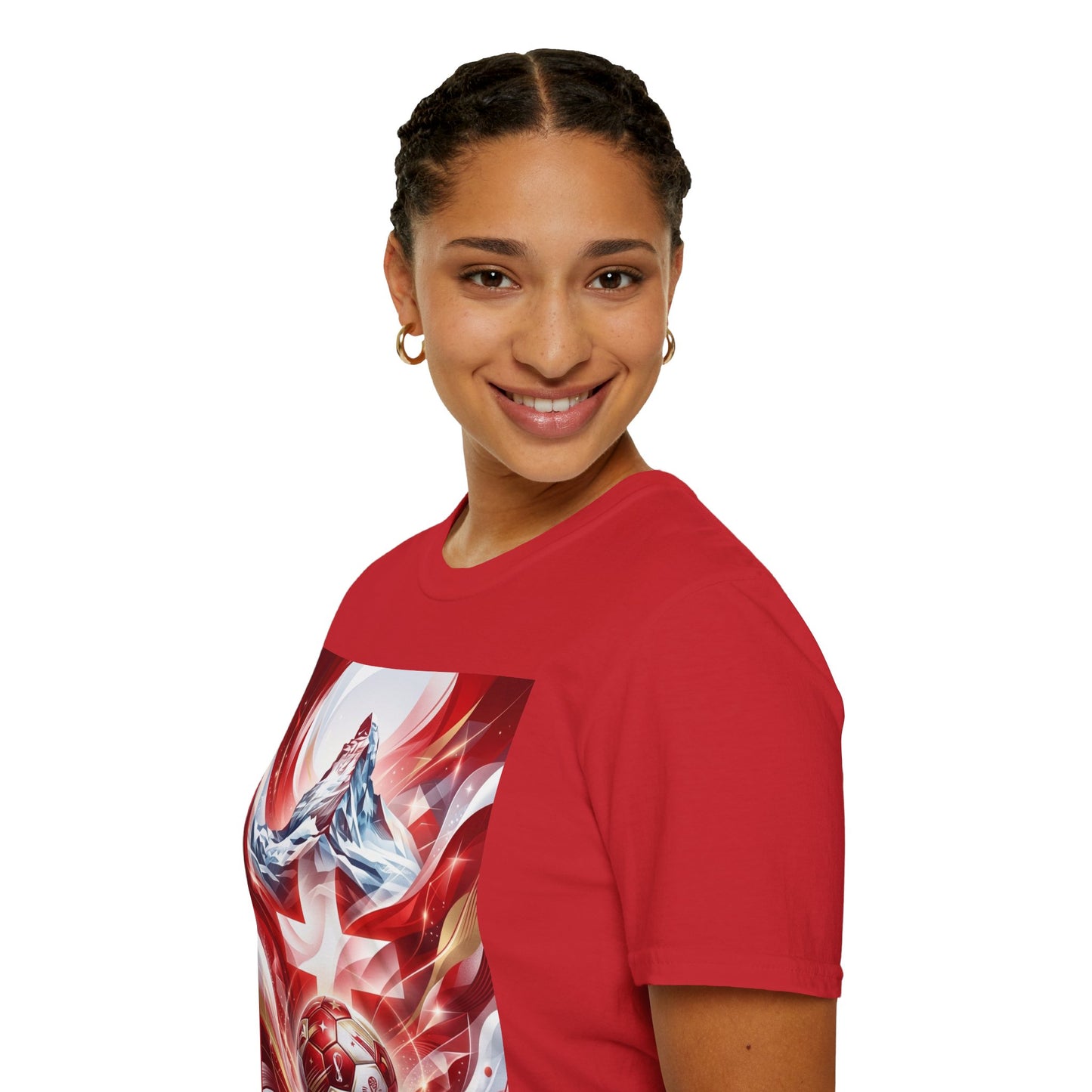 Swiss Soccer Crest T‑Shirt — Alpine Cross & Football Graphic Tee