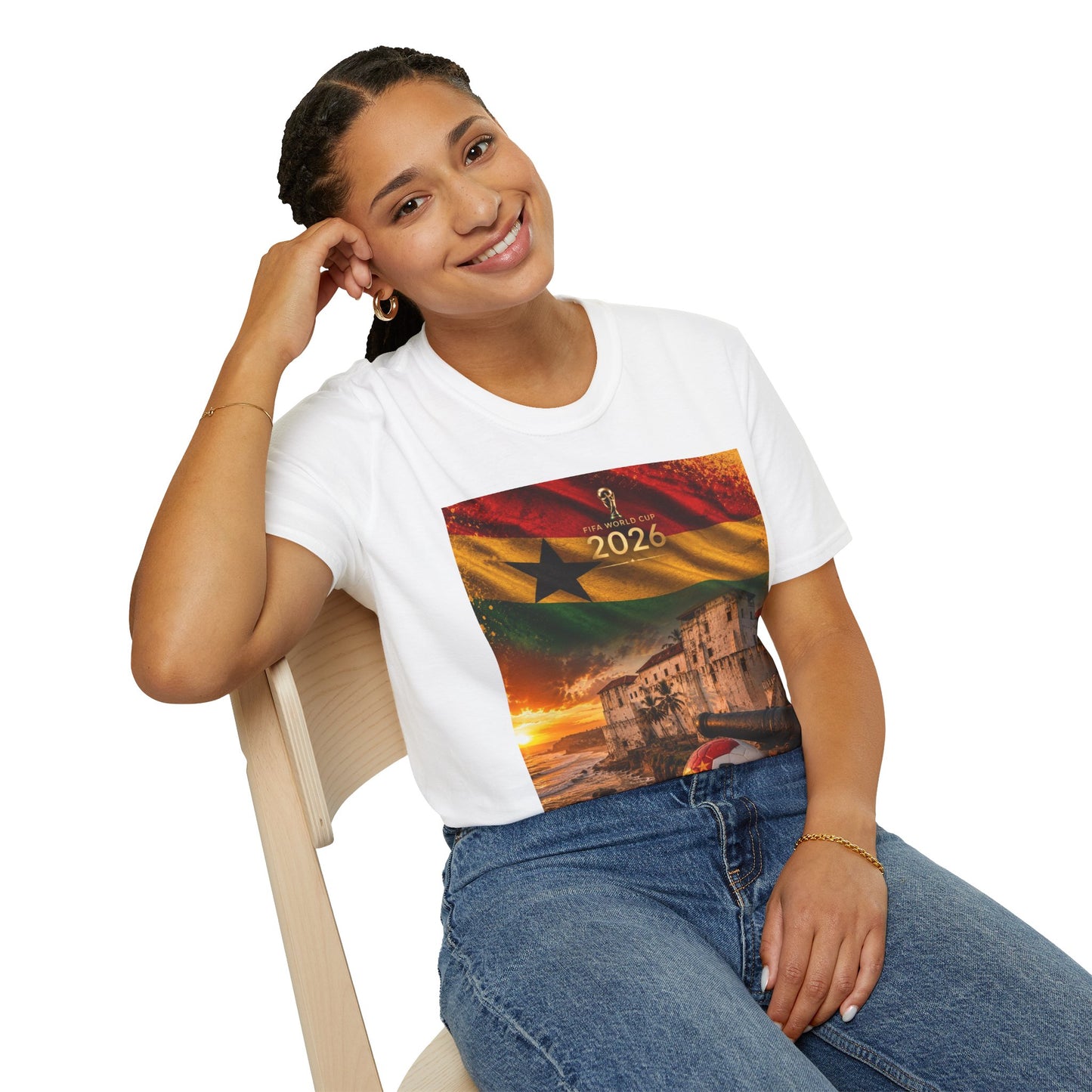 Ghana Football Flag Cape Coast Castle T‑Shirt Black Stars Soccer Heritage Tee