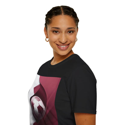 Qatar Football Flag Abstract Graphic T-Shirt Al-Annabbi Soccer Design Tee