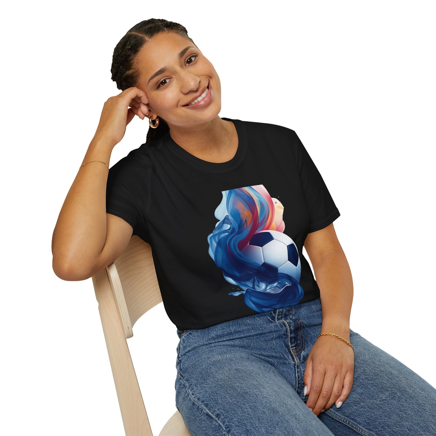Cape Verde Football Fluid Smoke T-Shirt Abstract Blue Sharks Soccer Tee