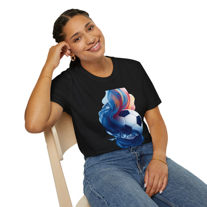 Cape Verde Football Fluid Smoke T-Shirt Abstract Blue Sharks Soccer Tee