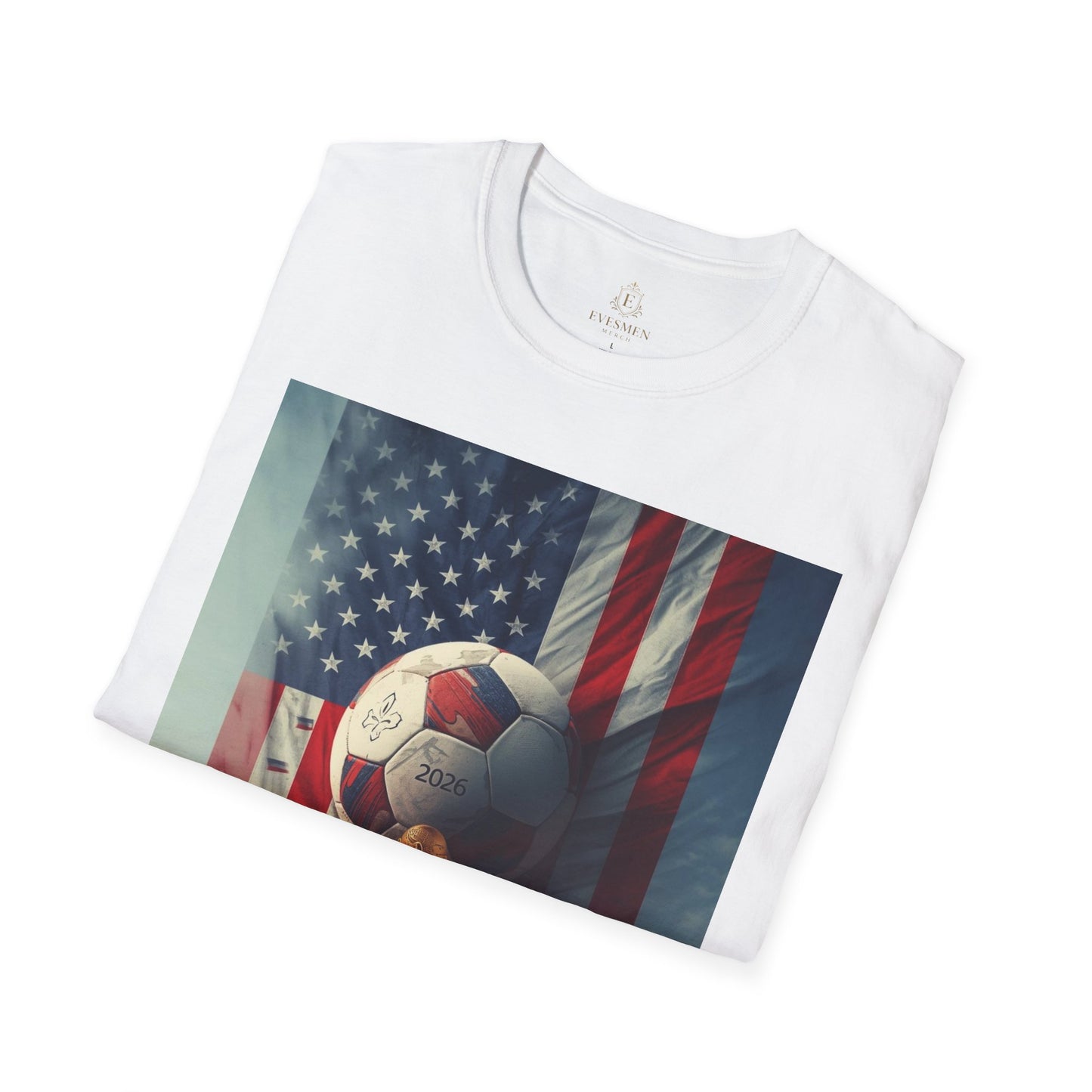 American Soccer Poster T-Shirt — Golden Gate Ball & Flag Graphic Tee