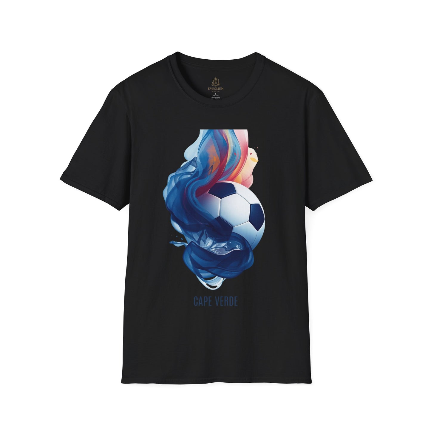 Cape Verde Football Fluid Smoke T-Shirt Abstract Blue Sharks Soccer Tee
