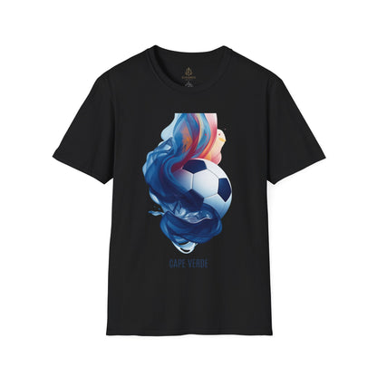 Cape Verde Football Fluid Smoke T-Shirt Abstract Blue Sharks Soccer Tee