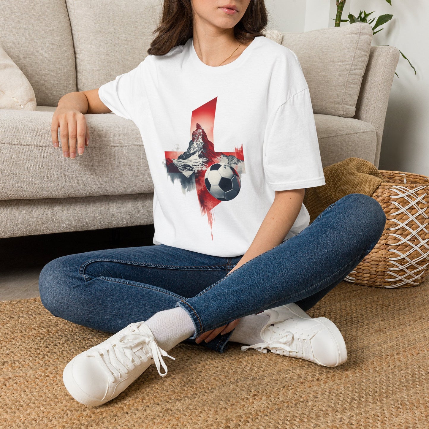 Soccer Switzerland Flag T-Shirt — Alpine Wolf & Football Graphic Tee