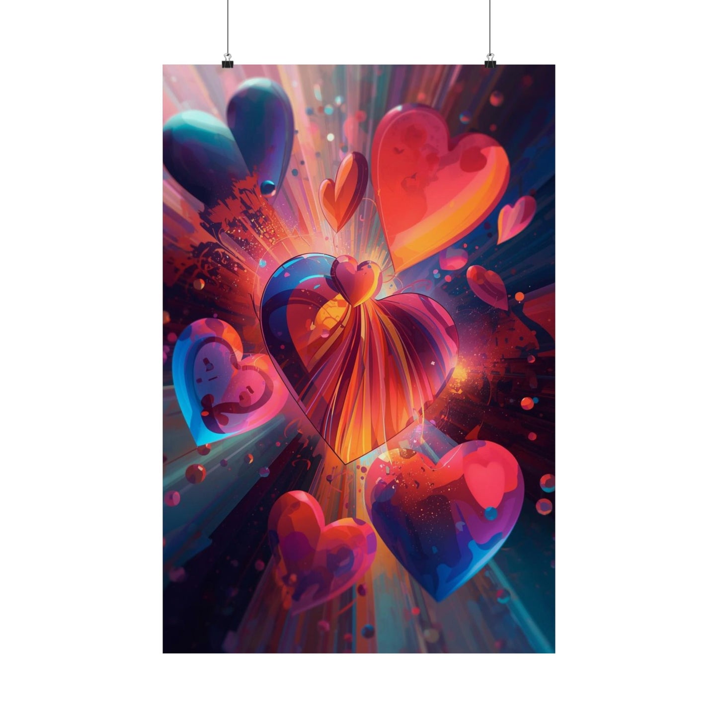 Heart Burst Matte Poster — Vibrant Abstract Valentine Wall Art