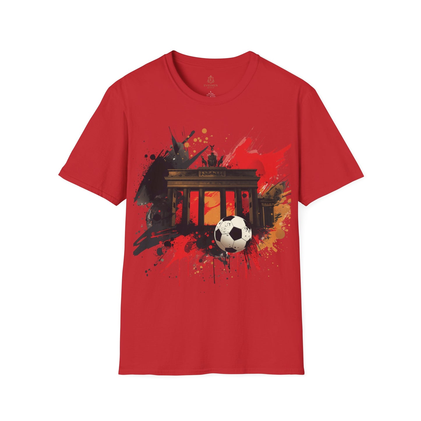 German Football Triumph T-shirt Brandenburg Gate Splatter Art Tee