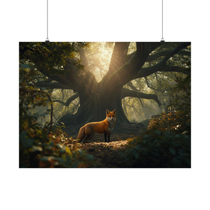 Woodland Fox Poster – Matte Horizontal Nature Wall Decor