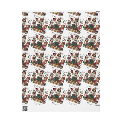 Christmas-themed wrapping paper on a white background
