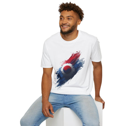 South Korea Football Flag T-Shirt Abstract Splatter Soccer Design Tee