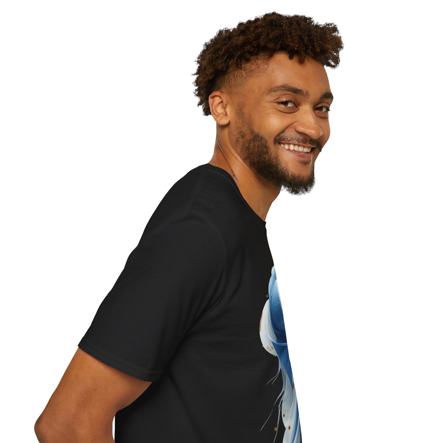 Dynamic Argentina Soccer Match Day T-Shirt — Modern Fluid Art Graphic Tee