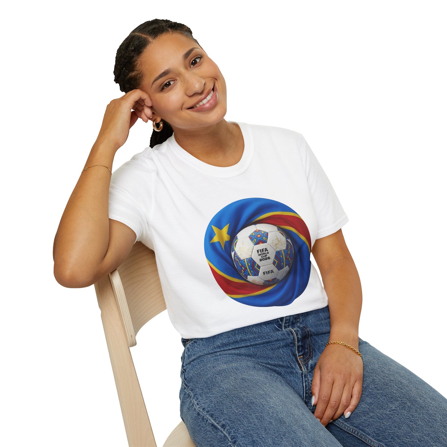 DR Congo Football Flag Circular Graphic T-Shirt Leopards Soccer 2026 Tee