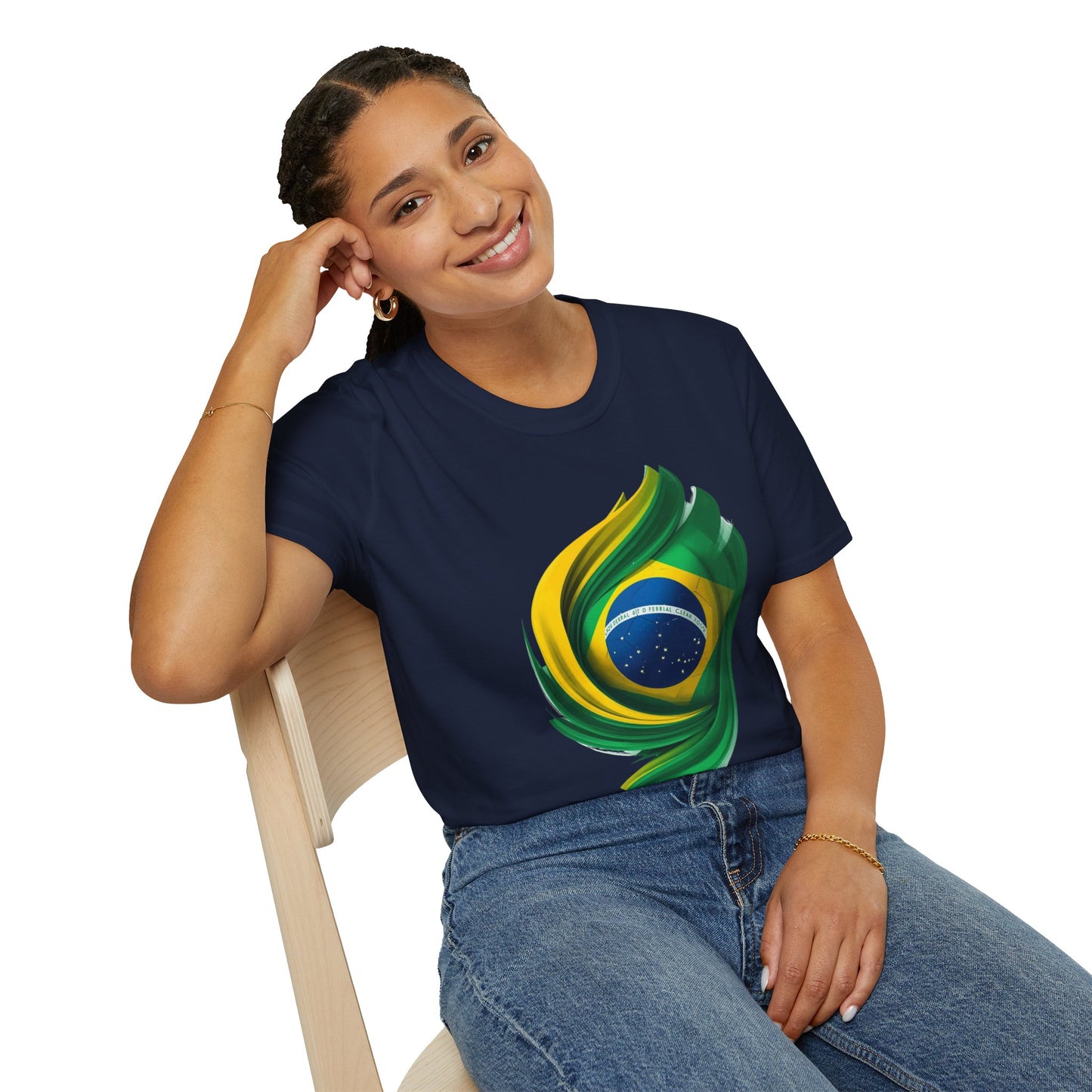 Brazil Flag Feather Football Graphic T-Shirt Tee