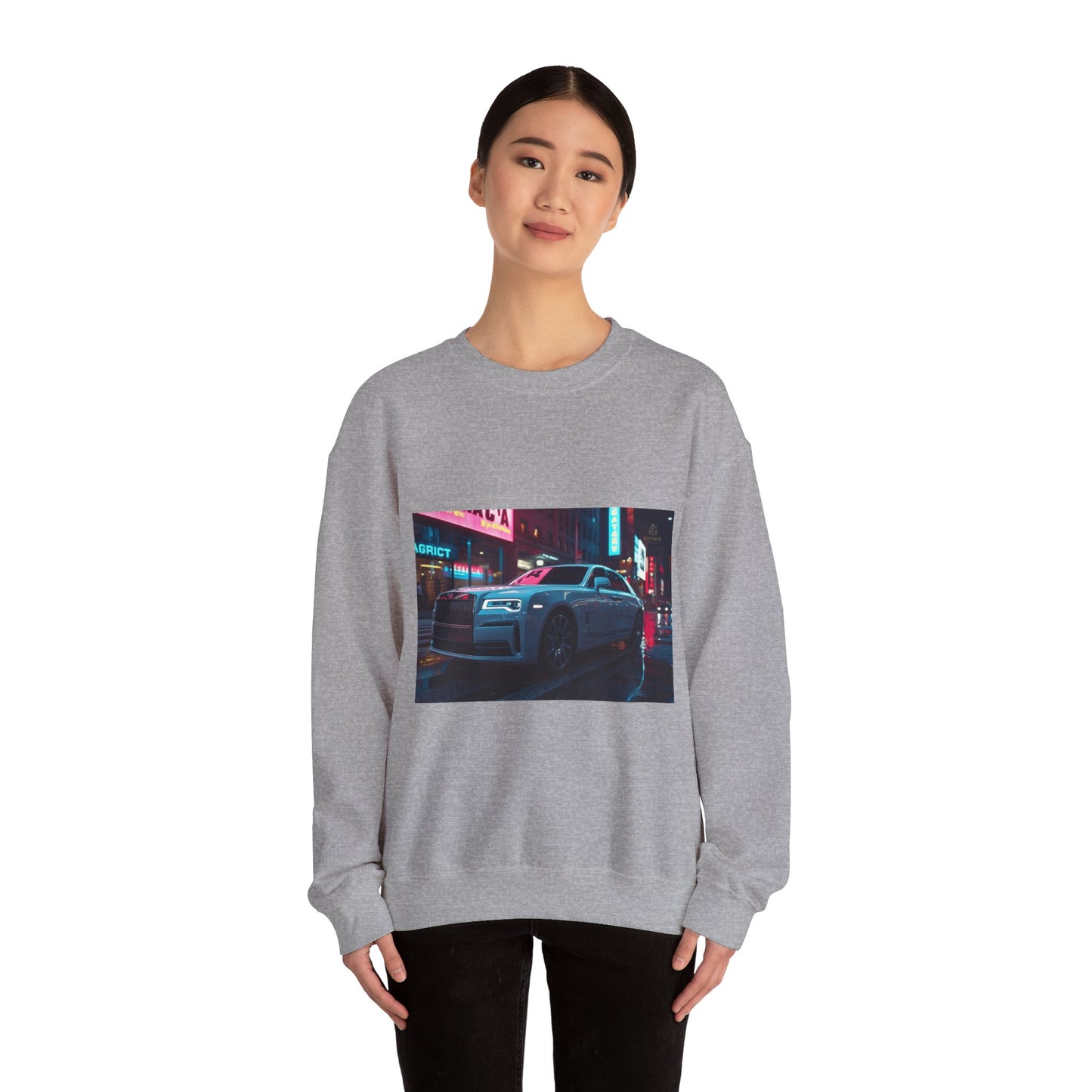 Retro Neon City Car Sweatshirt — Vintage Sports Coupe Crewneck