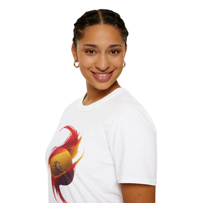 Spain Football Flag Vortex T-Shirt La Roja Soccer Brushstroke Design Tee