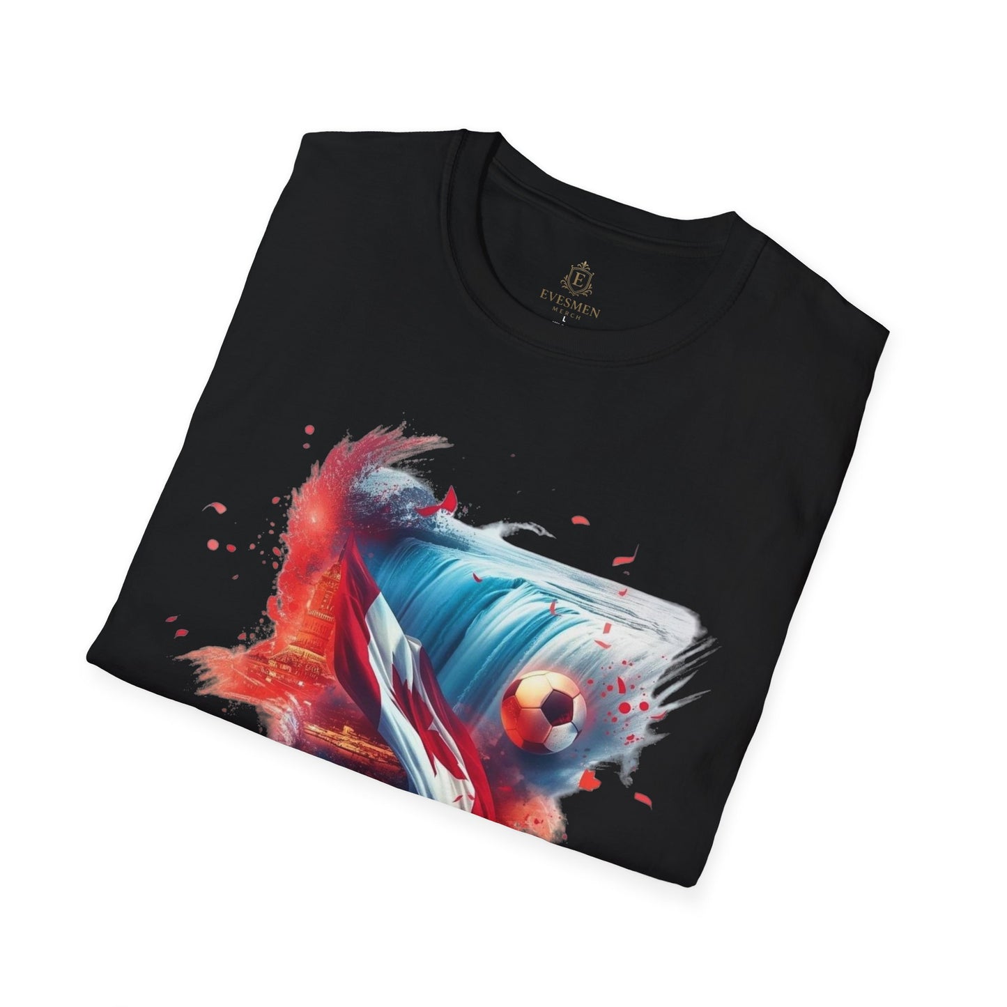 Canadian Football Fan T-Shirt Abstract Flag & Niagara Falls Design Tee