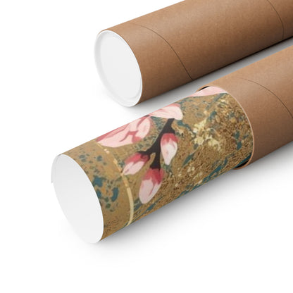 Blush & Teal Floral Abstract Poster | Matte Horizontal Wall Decor