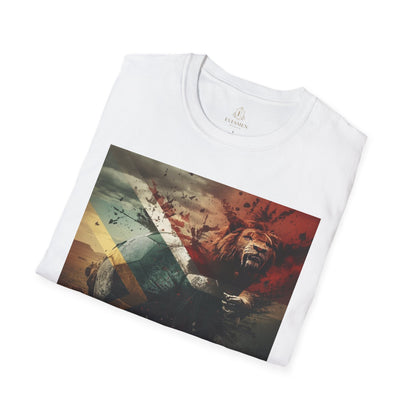 South African Football Abstract T-shirt Majestic Lion and National Flag Tee
