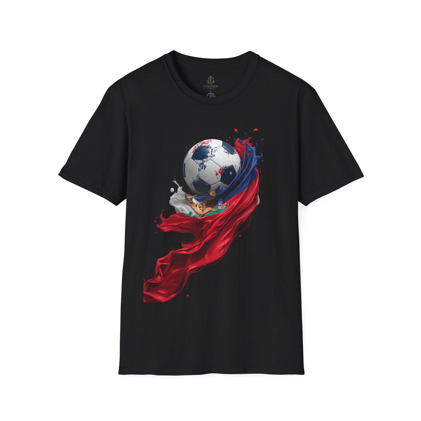 Haitian Football Pride T-shirt Flag Crest and Soccer Graphic Tee