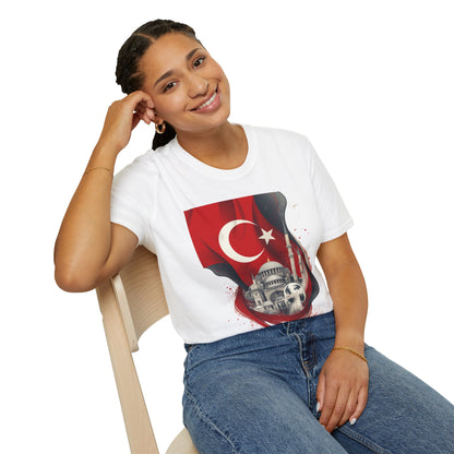 Türkiye Football T-Shirt Turkish Flag & Istanbul Mosque Design Tee