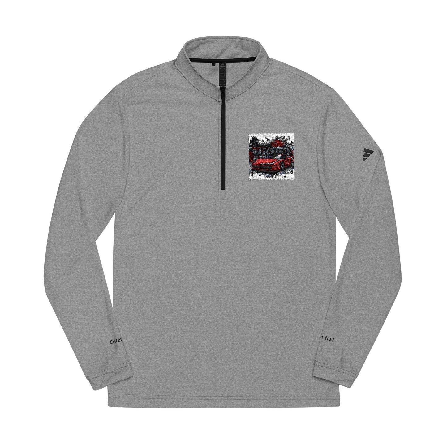 Gray long-sleeve shirt with a small logo on the chest against a white background