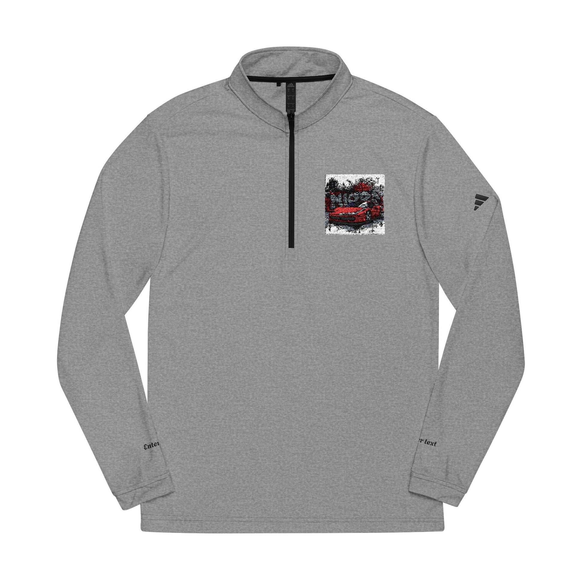 Gray long-sleeve shirt with a small logo on the chest against a white background