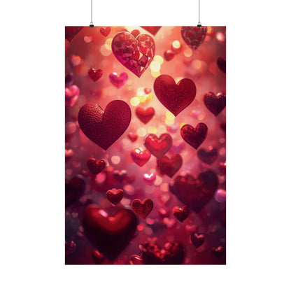 Romantic Floating Hearts Matte Poster — Valentine’s Day Wall Art