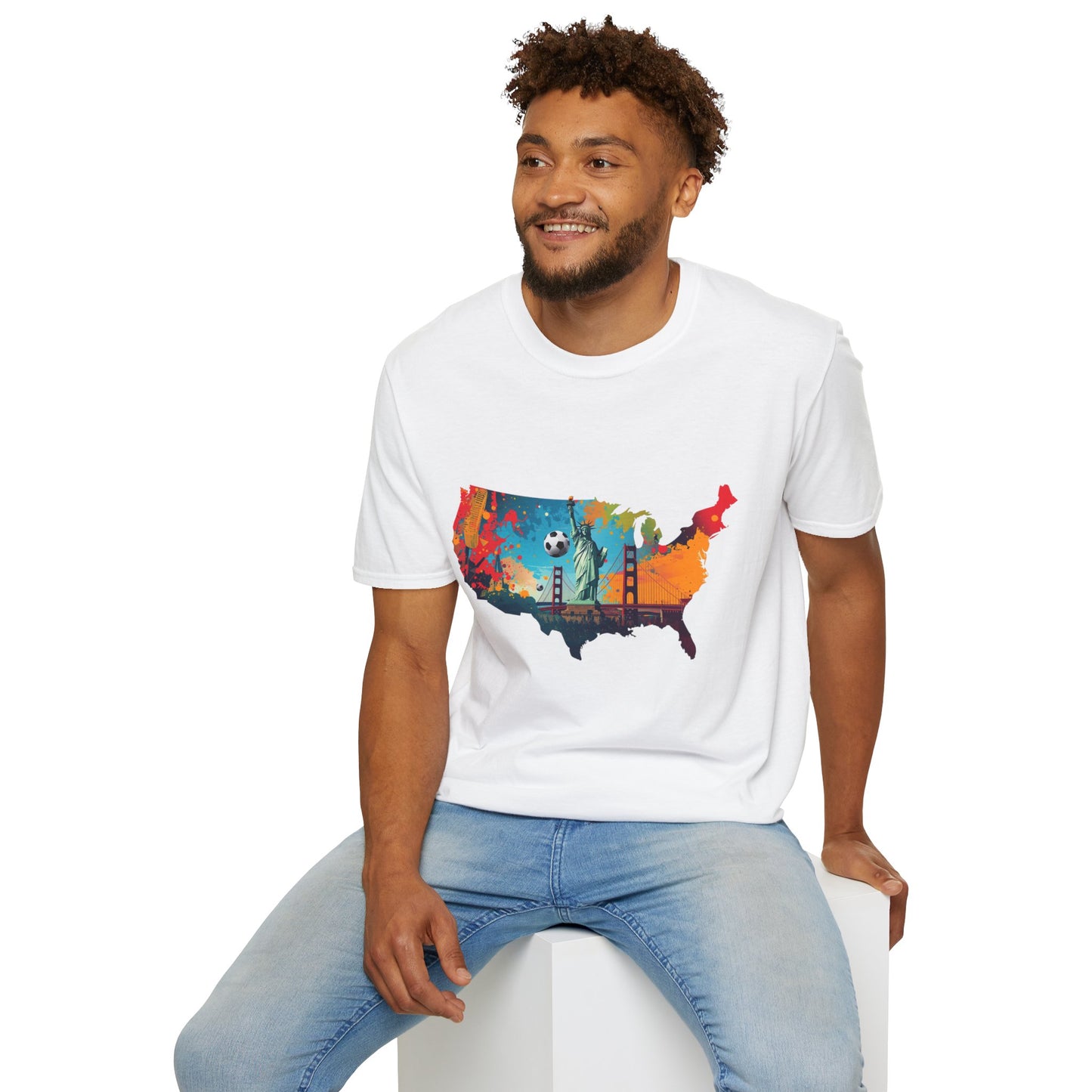 USA Soccer Match Day T-shirt — Colorful Map Graphic Tee