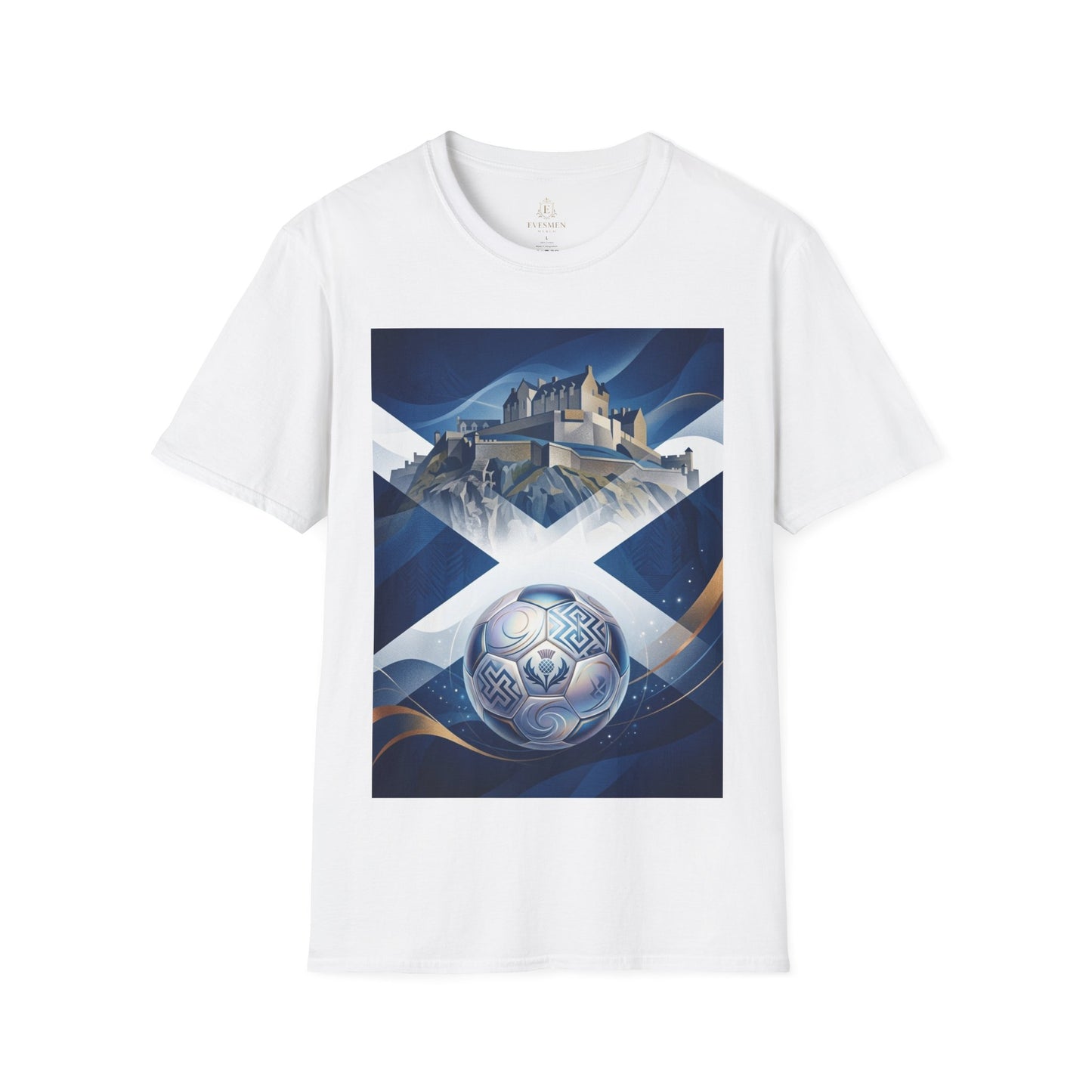 Scotland Soccer Crest T-Shirt — Saltire, Castle & Football Graphic Tee