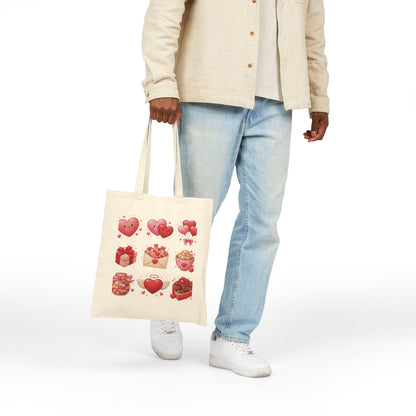 Valentine Hearts Tote Bag — Cute Heart Gift Icons Cotton Canvas Tote