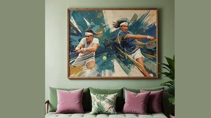 Dynamic Tennis Duo Wall Poster — Tennis Player Art Print