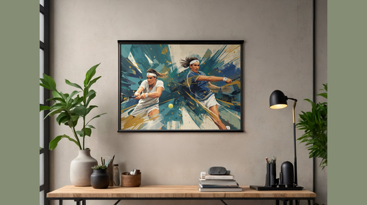 Dynamic Tennis Duo Wall Poster — Tennis Player Art Print