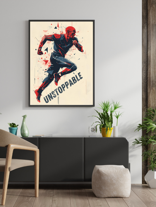 Unstoppable Runner Wall Poster Motivational Art Print for Gym Home