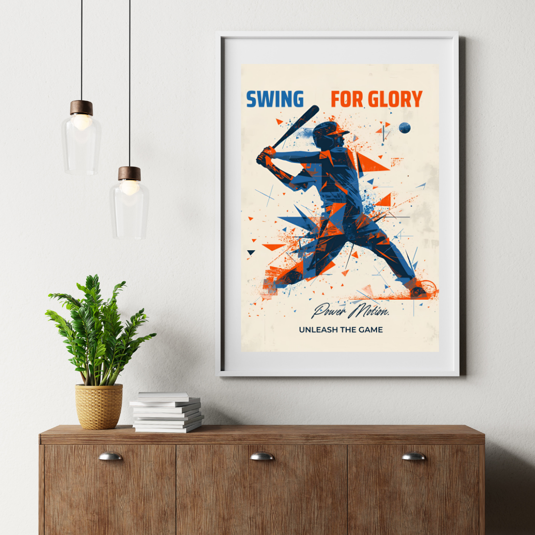 “Swing for Glory” Baseball Wall Art Poster | Motivational Matte Sports Print