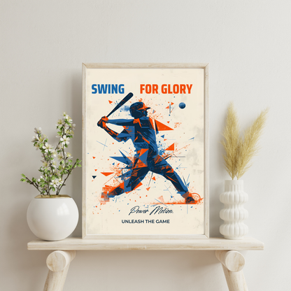 “Swing for Glory” Baseball Wall Art Poster | Motivational Matte Sports Print