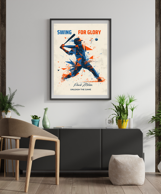 “Swing for Glory” Baseball Wall Art Poster | Motivational Matte Sports Print